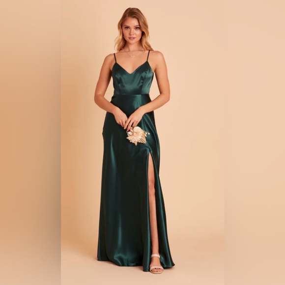 Birdy Grey Jay Bridesmaid Dress Shiny Satin Emerald Green size Small $89 - Picture 1 of 11